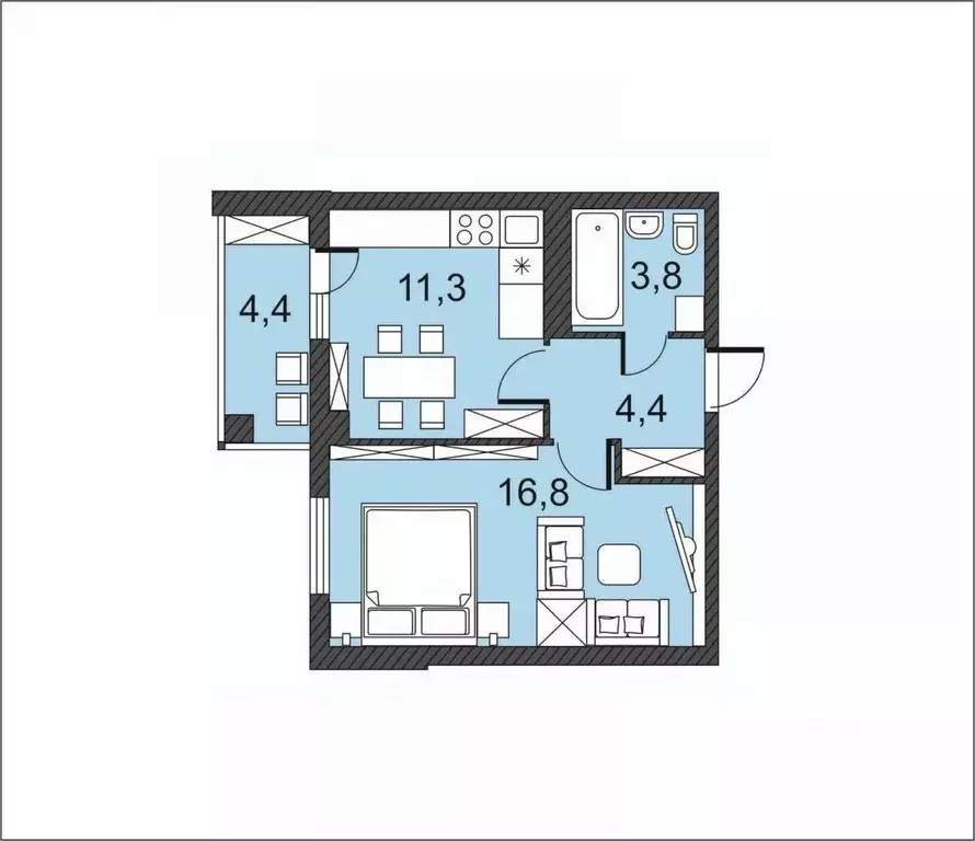 1-к кв. Волгоградская область, Волгоград Гагринская ул., 3 (40.7 м) - Фото 1