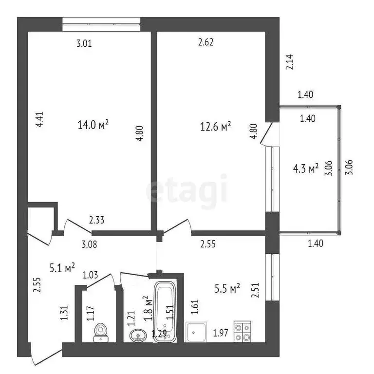 2-комнатная квартира: Севастополь, улица Бутакова, 6 (41.1 м) - Фото 0