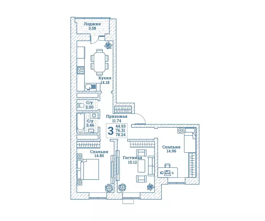 3-к кв. Московская область, Щелково городской округ, Монино пгт ул. ... - Фото 1
