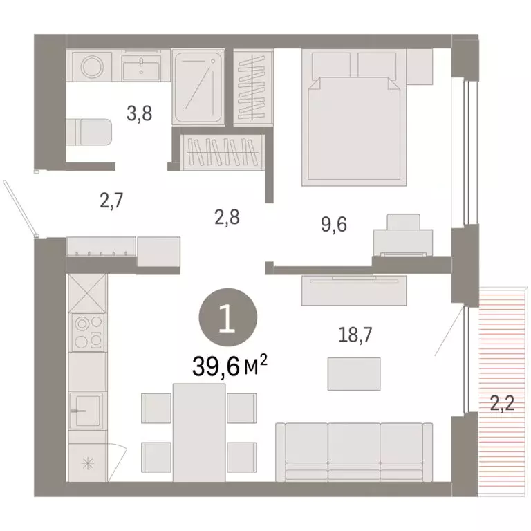 1-комнатная квартира: Новосибирский район, рабочий посёлок Краснообск, ... - Фото 1