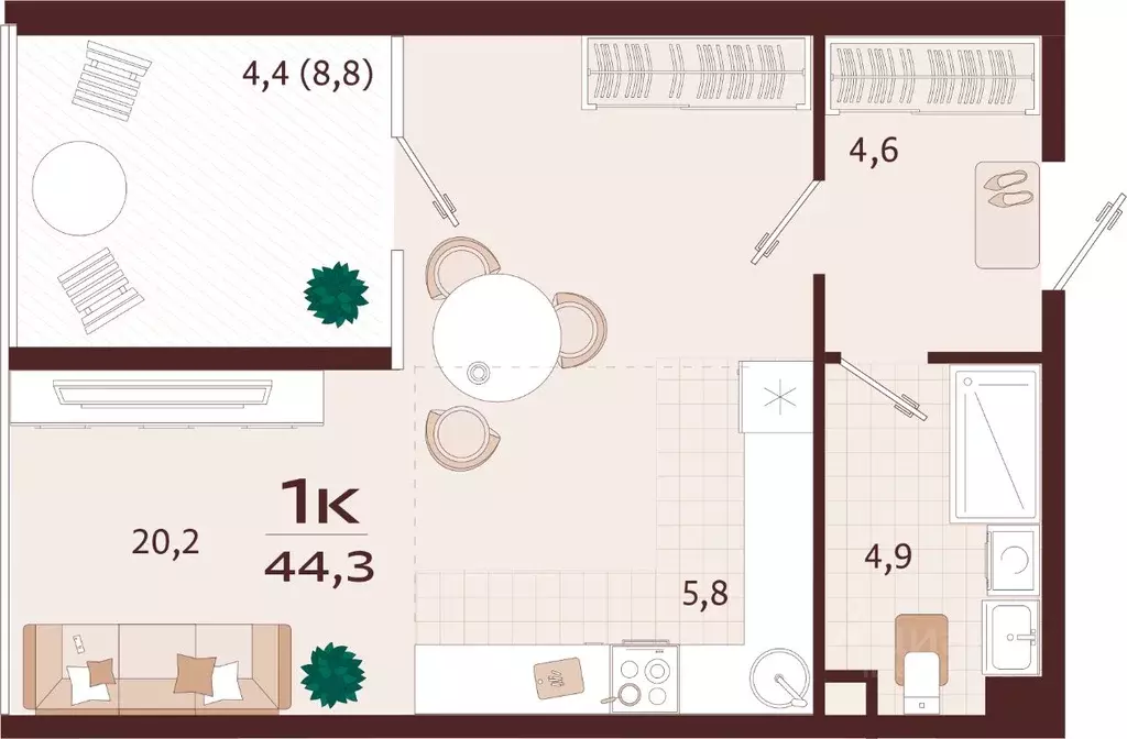 1-к кв. Крым, Ялта ул. Спендиарова, 5 (44.3 м) - Фото 1