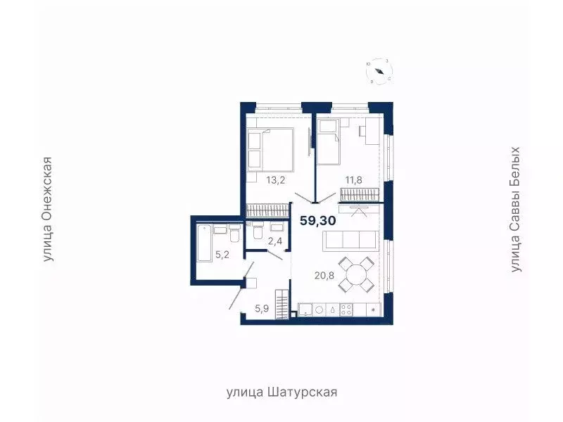 2-к кв. Свердловская область, Екатеринбург ул. Шатурская (59.3 м) - Фото 0
