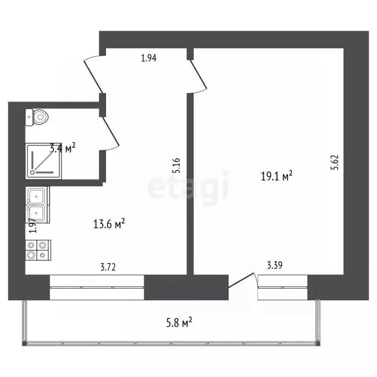 1-к кв. Крым, Черноморское пгт ул. Кооперативная, 4А (36.1 м) - Фото 2