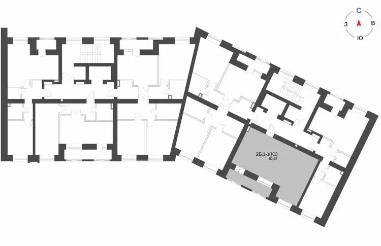 2-комнатная квартира: Нижнекамск, 15-й микрорайон, ЖК Калина (51.67 м) - Фото 1