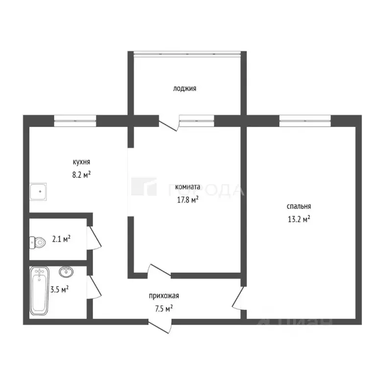 2-к кв. Алтайский край, Барнаул ул. Сергея Ускова, 25 (52.4 м) - Фото 2