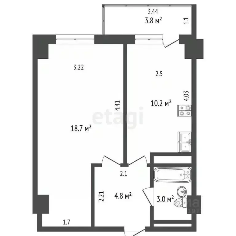 1-к кв. Саха (Якутия), Якутск ул. Билибина, 20/1 (36.7 м) - Фото 2