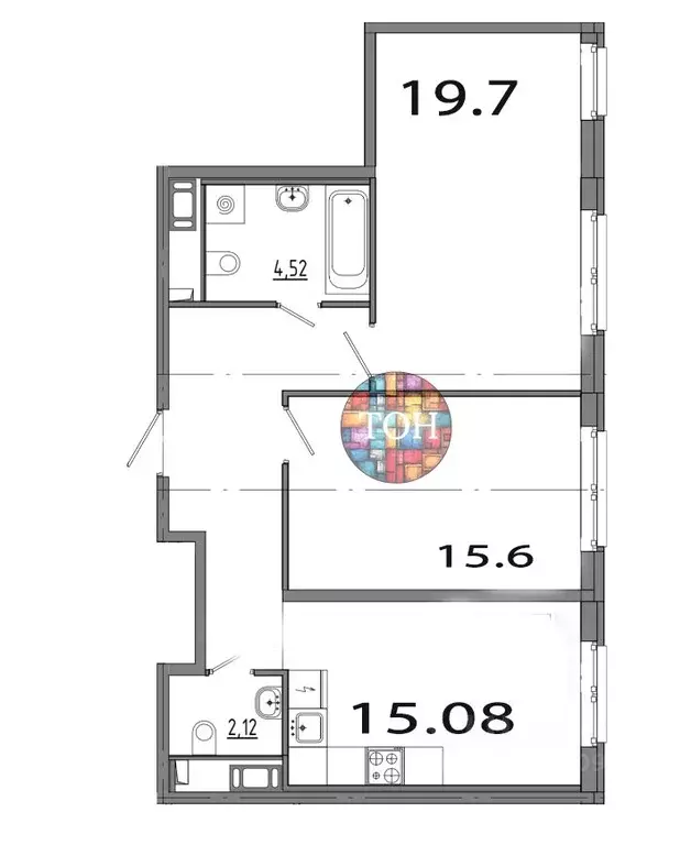 2-к кв. Санкт-Петербург наб. Реки Каменки, 3к3 (67.65 м) - Фото 1