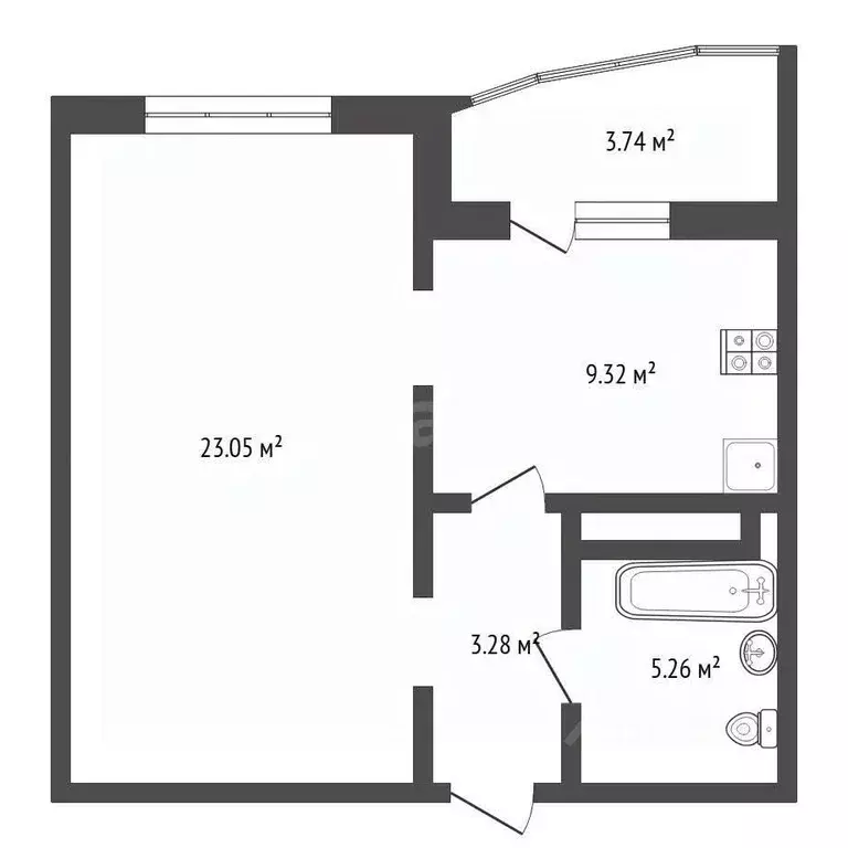 1-к кв. Тюменская область, Тюмень ул. Константина Посьета, 11к1 (41.0 ... - Фото 2
