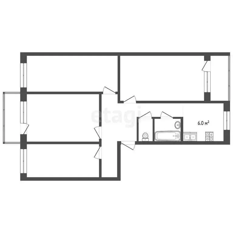 4-комнатная квартира: село Акатьево, Юбилейная улица, 13 (79.9 м) - Фото 1