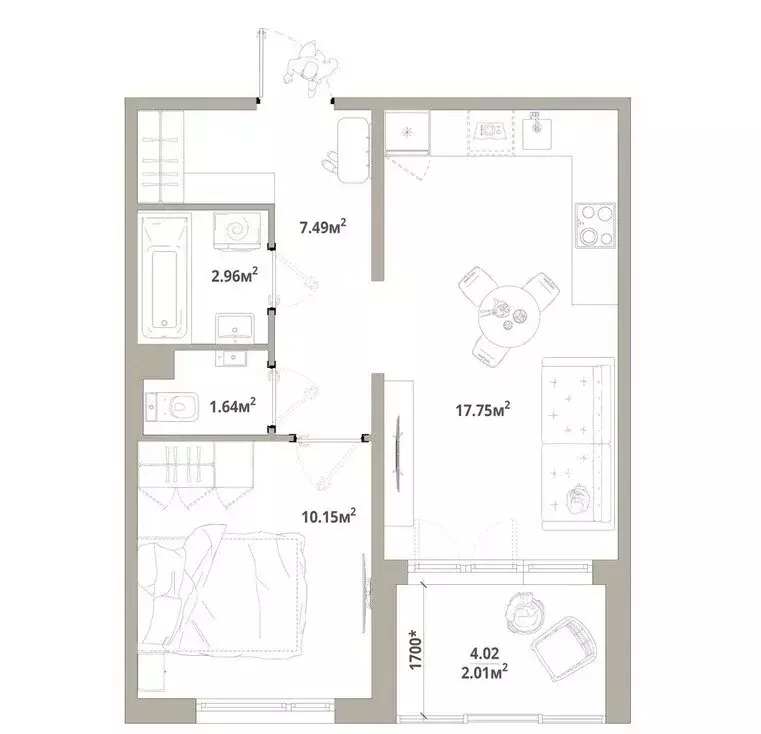 1-комнатная квартира: городской посёлок Новоселье, Невская улица, 11/1 ... - Фото 1