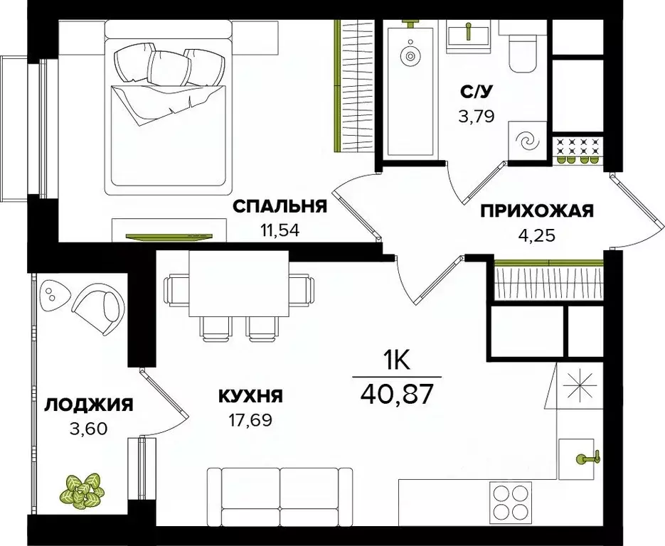 1-к кв. Тульская область, Тула  (40.87 м) - Фото 0
