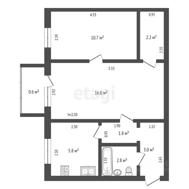 2-к кв. Мордовия, Саранск ул. Вакеева, 5 (42.2 м) - Фото 1