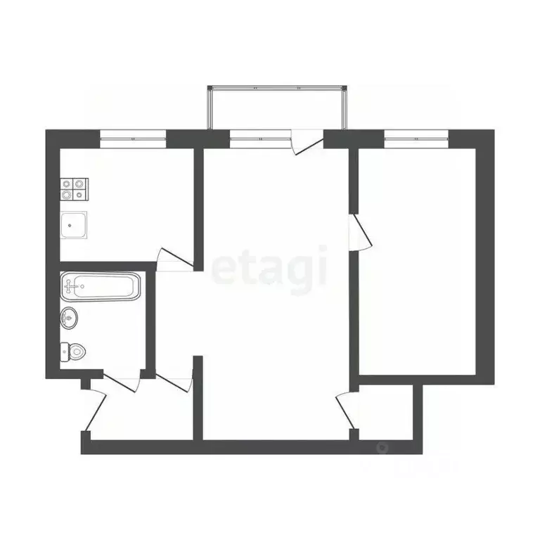 2-к кв. Томская область, Томск ул. Дзержинского, 60А (43.0 м) - Фото 2