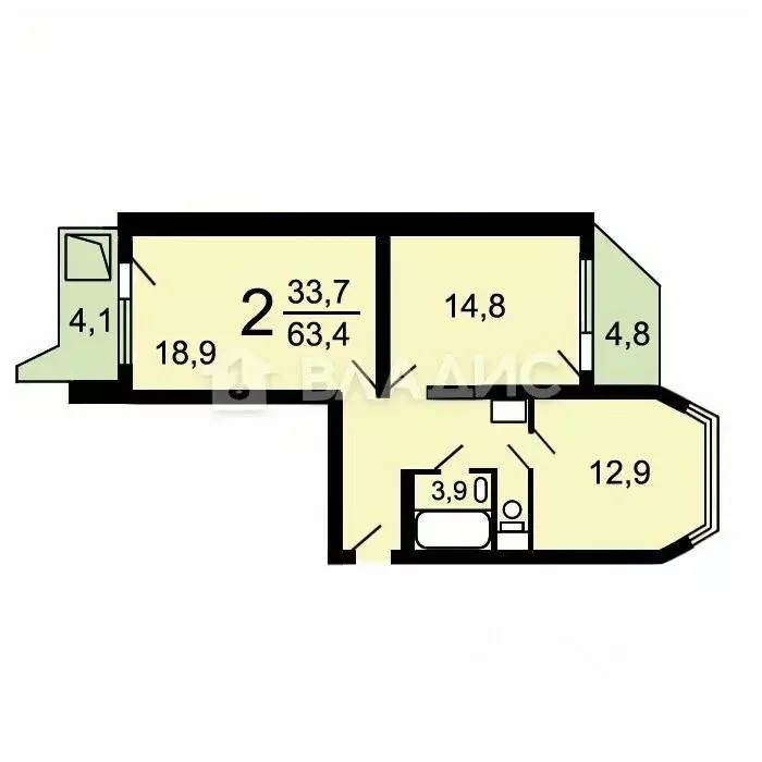 2-к кв. Московская область, Лобня ул. Физкультурная, 12 (64.0 м) - Фото 1