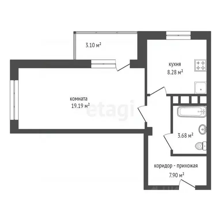 1-к кв. Красноярский край, Красноярск ул. Шевченко, 3 (38.2 м) - Фото 2