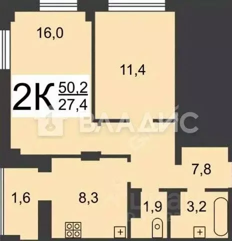 2-к кв. Нижегородская область, Нижний Новгород Московское ш., 27А ... - Фото 2