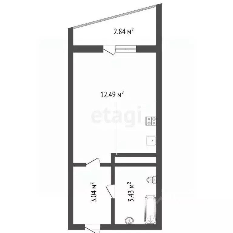 Студия Воронежская область, Воронеж ул. Артамонова, 34Ж (23.0 м) - Фото 2