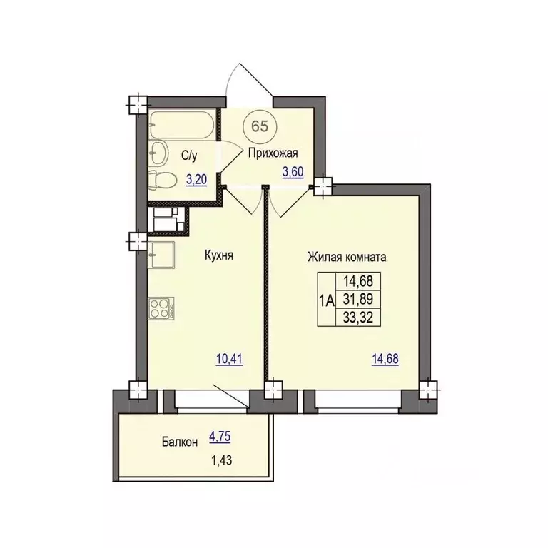 1-к кв. Псковская область, Псковский район, Завеличенская волость, д. ... - Фото 1