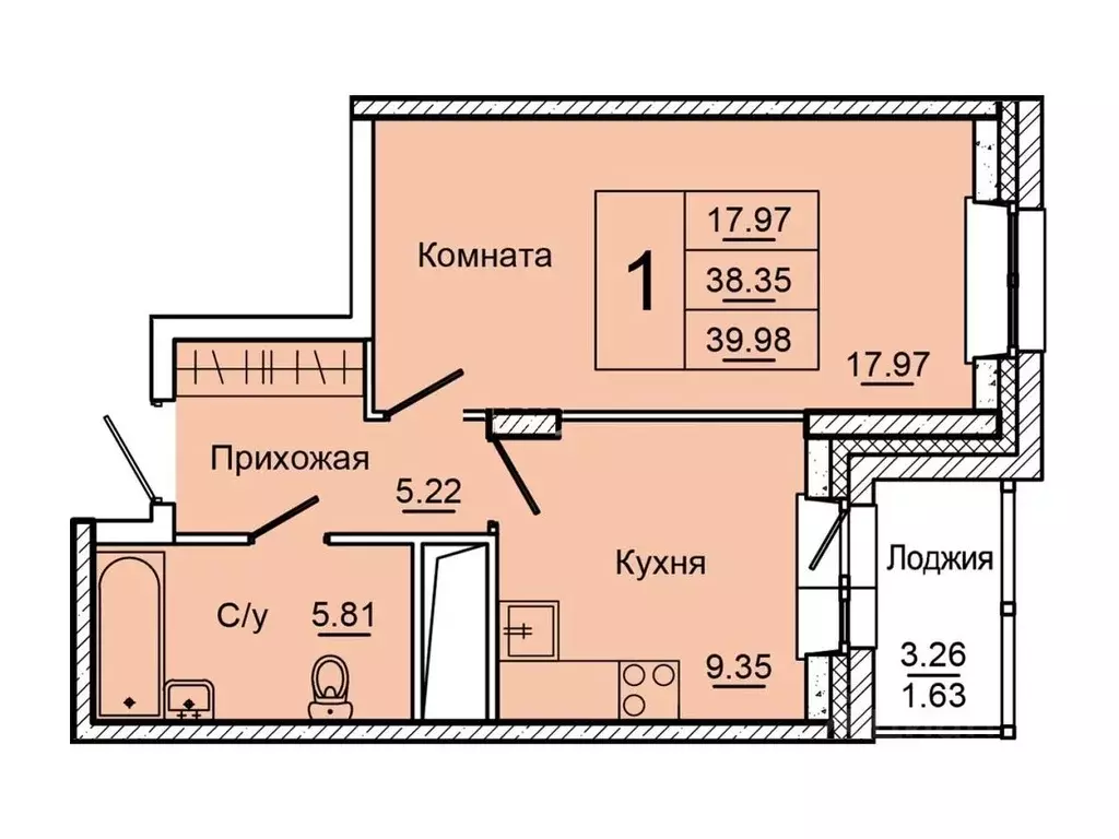 1-к кв. Красноярский край, Красноярск Дудинская ул., 2Б (38.7 м) - Фото 1