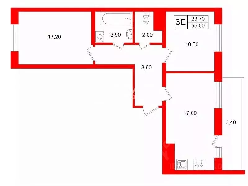 2-к кв. Санкт-Петербург ул. Плесецкая, 20к1 (55.0 м) - Фото 2