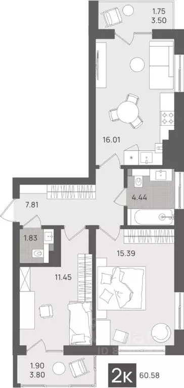 2-к кв. Калининградская область, Светлогорск Новая ул., 22к2 (60.58 м) - Фото 0