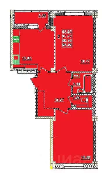 2-к кв. Смоленская область, Смоленск ул. Крупской (63.16 м) - Фото 0