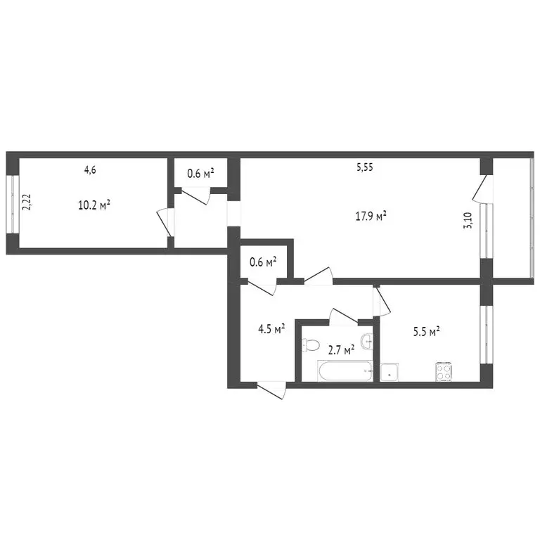 2-комнатная квартира: Севастополь, улица Маршала Крылова, 15 (42.8 м) - Фото 0