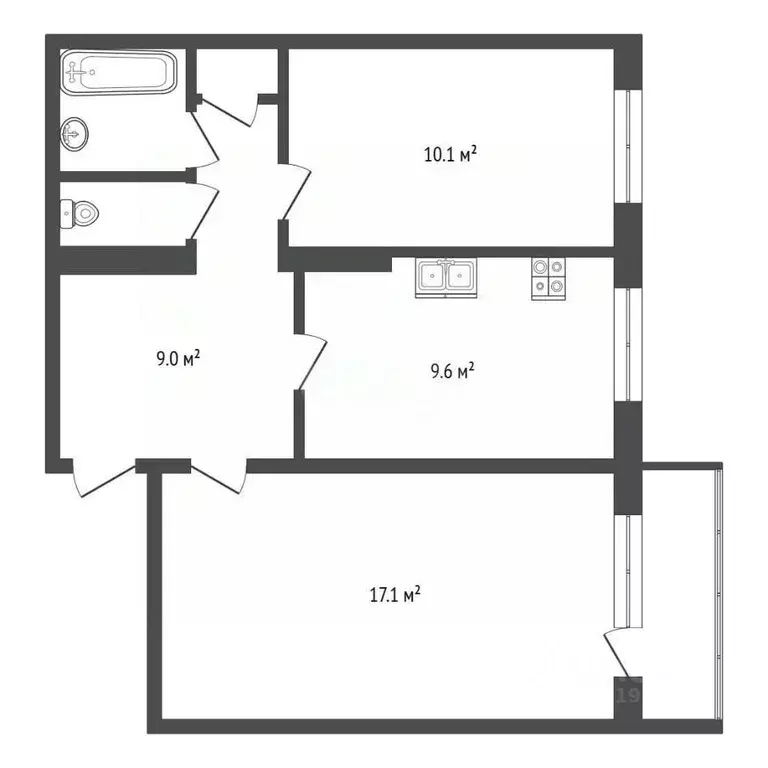 2-к кв. Саха (Якутия), Якутск ул. Можайского, 17/5 (50.2 м) - Фото 2