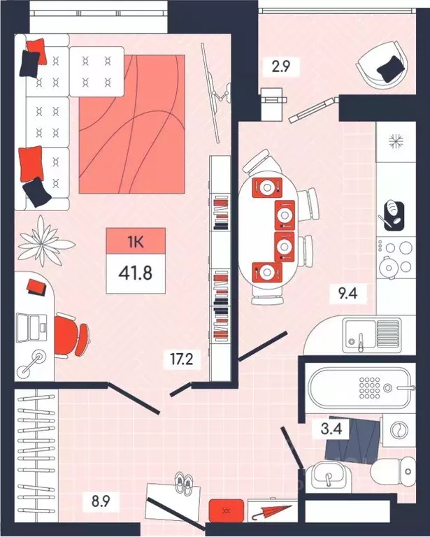 1-к кв. Тульская область, Тула ул. Академика Насоновой, 9 (41.8 м) - Фото 1
