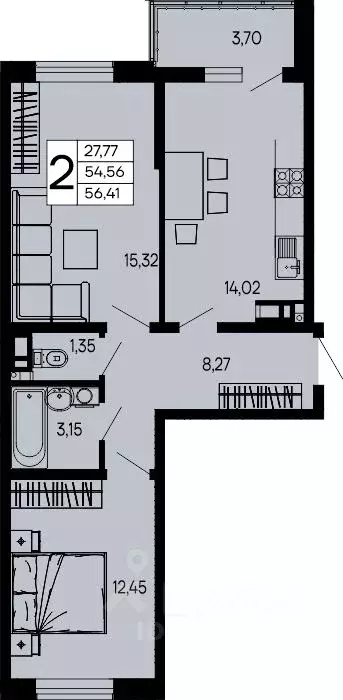 2-к кв. Адыгея, Майкоп 9 Мая ул. (56.41 м) - Фото 1