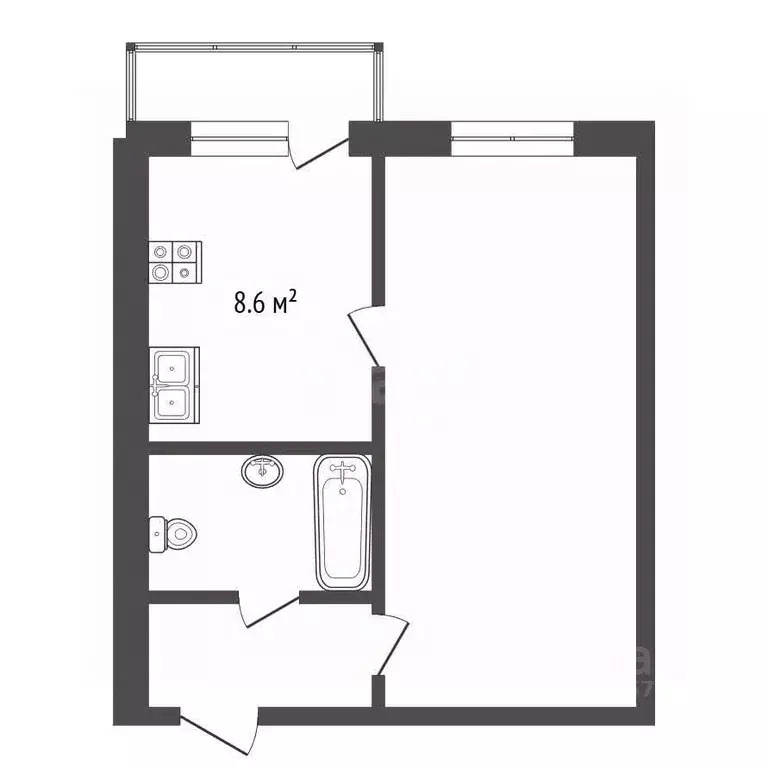 1-к кв. Челябинская область, Челябинск Новороссийская ул., 103 (32.01 ... - Фото 1