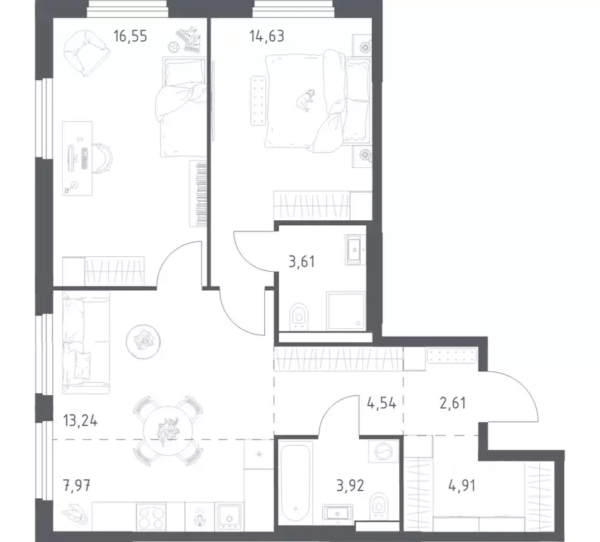 2-к кв. Башкортостан, Уфа ул. Минигали Губайдуллина, 8к9 (71.98 м) - Фото 1