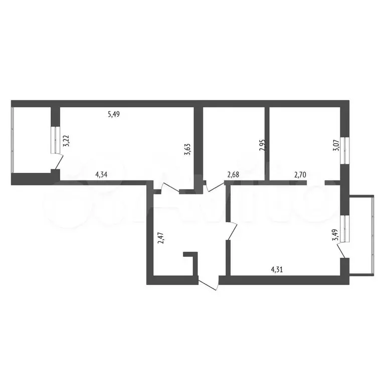 2-к. квартира, 60,1 м, 3/5 эт. - Фото 0