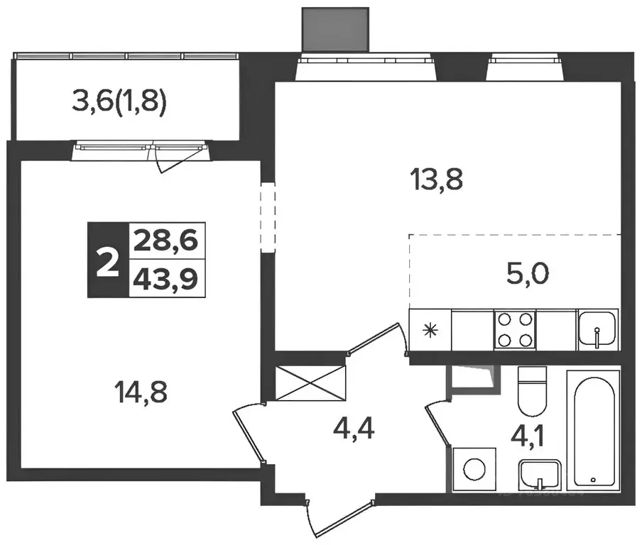 2-к кв. Московская область, Ленинский городской округ, пос. Битца ... - Фото 2