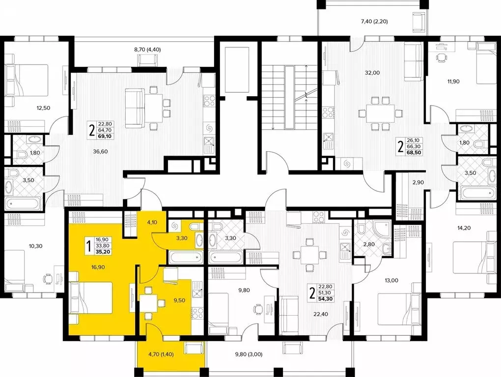 1-комнатная квартира: Сукко, жилой комплекс Кипарис (35.2 м) - Фото 2