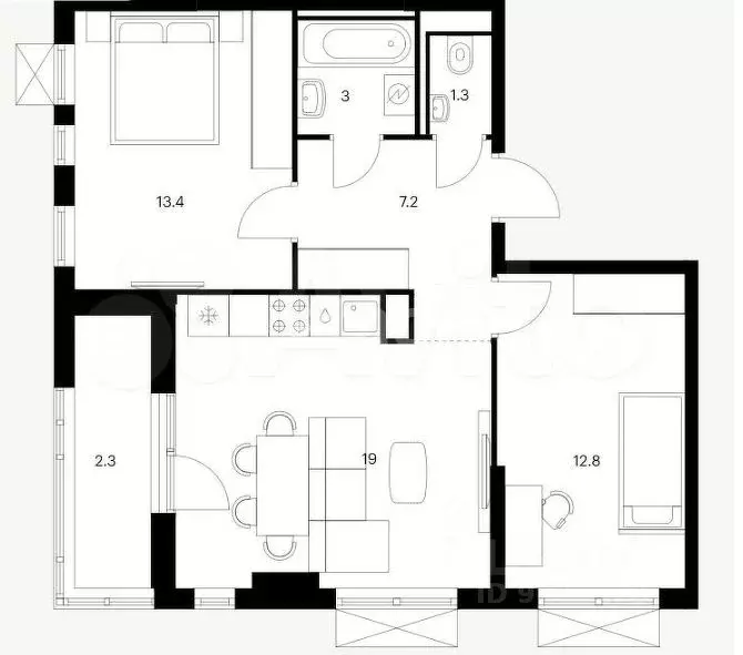 2-к кв. Татарстан, Казань ул. Рауиса Гареева, 90к1 (54.0 м) - Фото 1