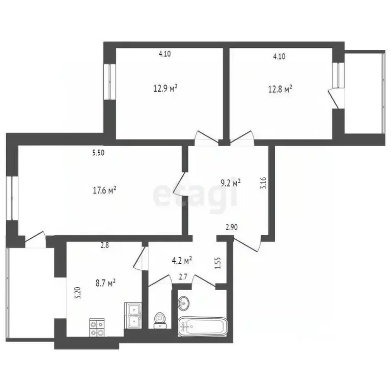 3-к кв. Крым, Симферополь ул. Балаклавская (72.7 м) - Фото 1