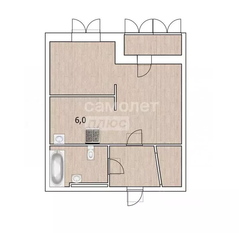 Студия Тюменская область, Тюмень ул. Краснооктябрьская, 14к2 (30.5 м) - Фото 2