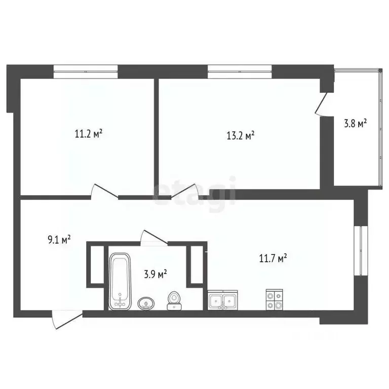 2-к кв. Тюменская область, Тюмень ул. Республики, 204к20 (51.0 м) - Фото 1