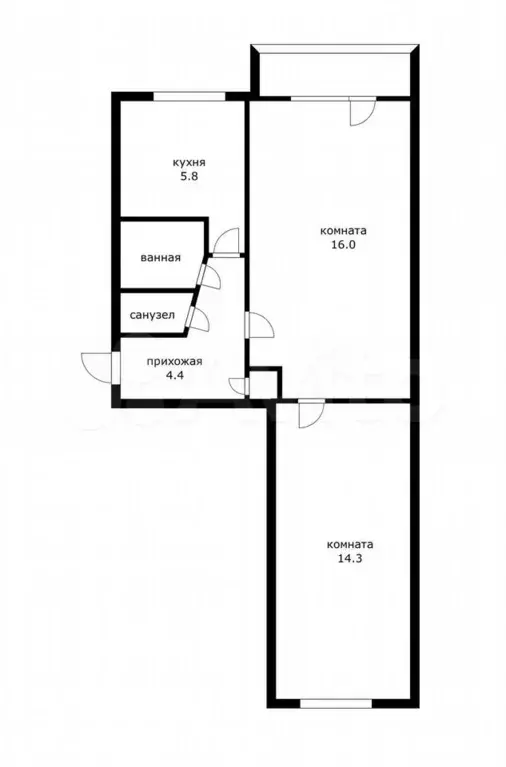 2-к. квартира, 43,9 м, 3/5 эт. - Фото 0