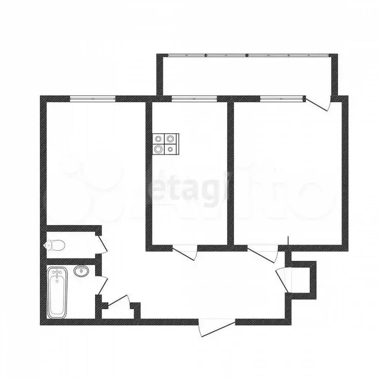 2-к. квартира, 48 м, 5/10 эт. - Фото 0