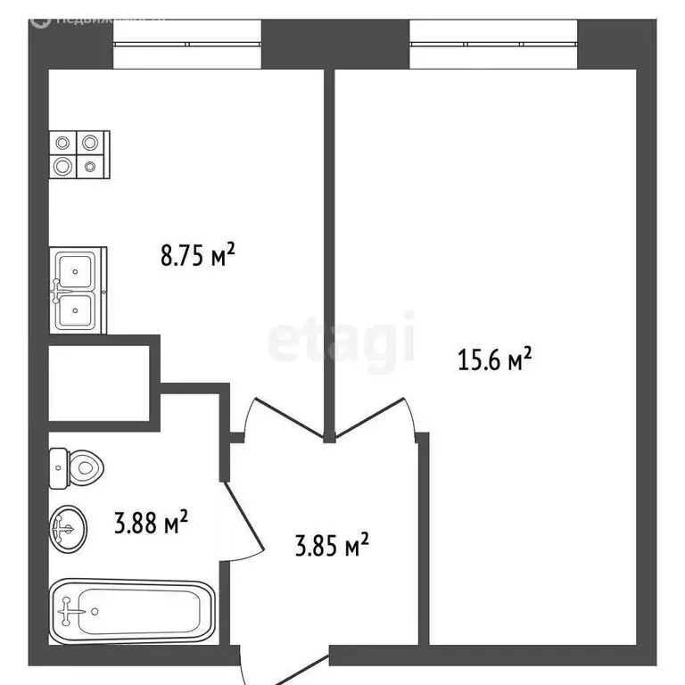 1-комнатная квартира: Челябинск, улица Орджоникидзе, 34 (34 м) - Фото 1