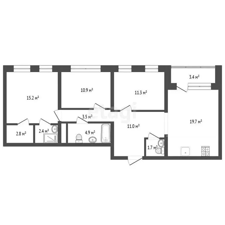 3-комнатная квартира: Тюмень, улица Энергетиков, 42А (84.7 м) - Фото 1