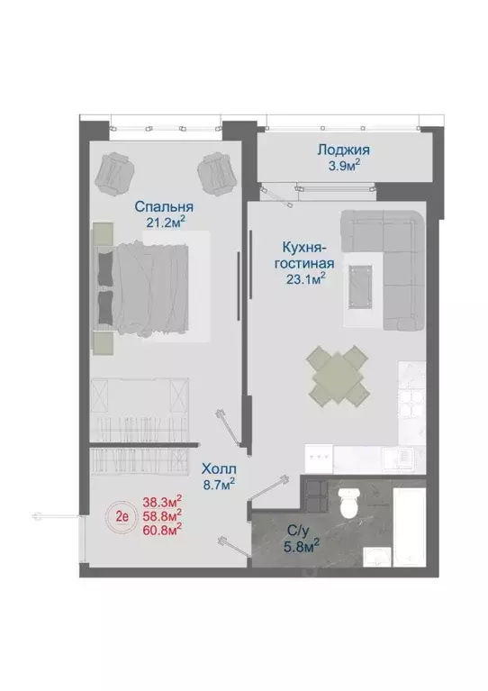 2-к кв. Воронежская область, Новоусманский район, пос. Отрадное ул. ... - Фото 1