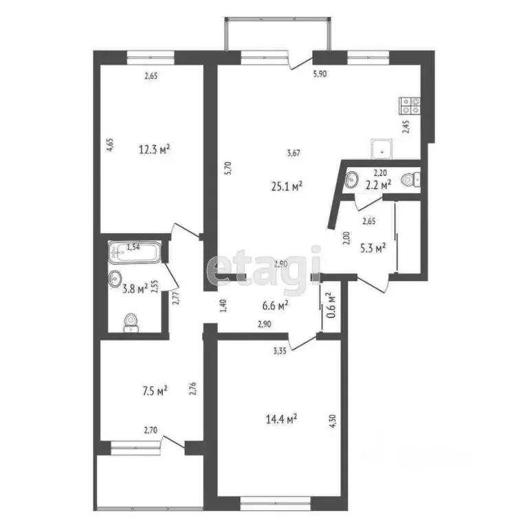4-к кв. Алтайский край, Бийск Набережная ул., 3А (77.8 м) - Фото 1