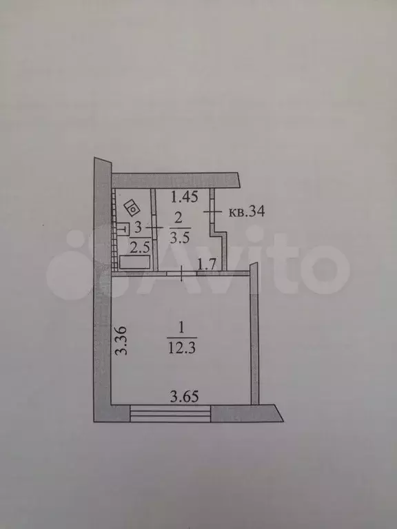 1-к. квартира, 18 м, 2/5 эт. - Фото 0