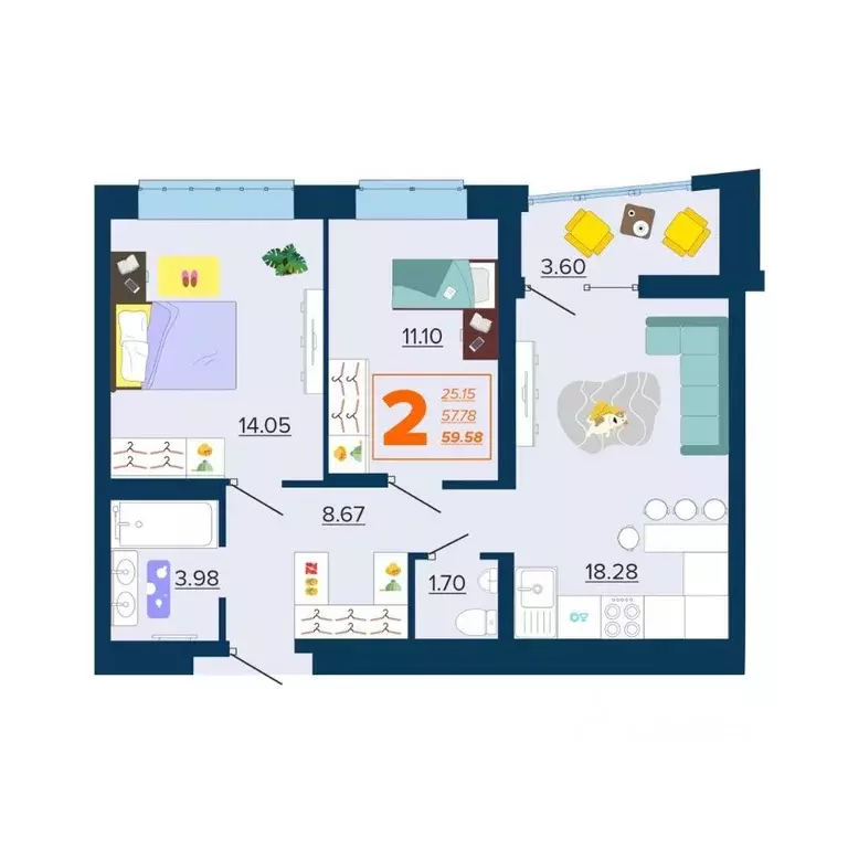 2-к кв. Брянская область, Брянск Московский мкр, Микрорайон Акватория ... - Фото 1