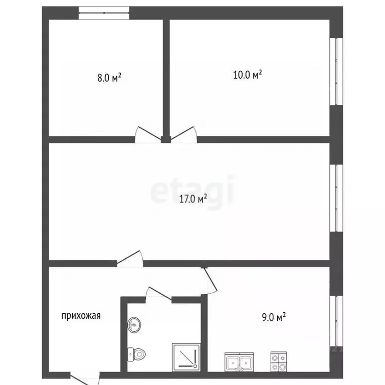 3-к кв. Костромская область, Кострома Никитская ул., 82а (48.0 м) - Фото 1