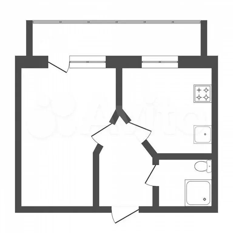 1-к. квартира, 28,8 м, 1/8 эт. - Фото 0