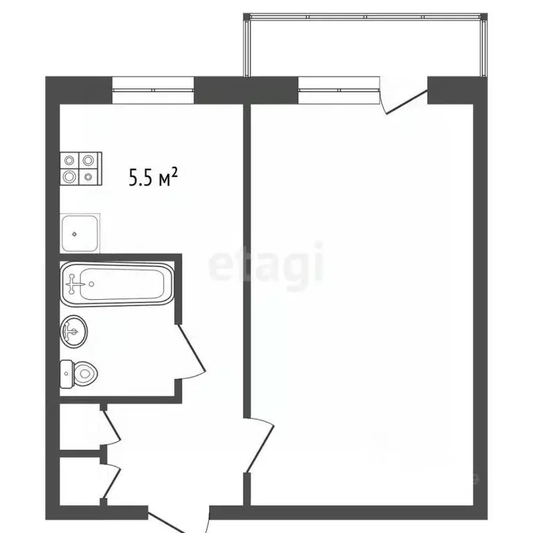 1-к кв. Архангельская область, Новодвинск Первомайская ул., 1 (28.9 м) - Фото 2